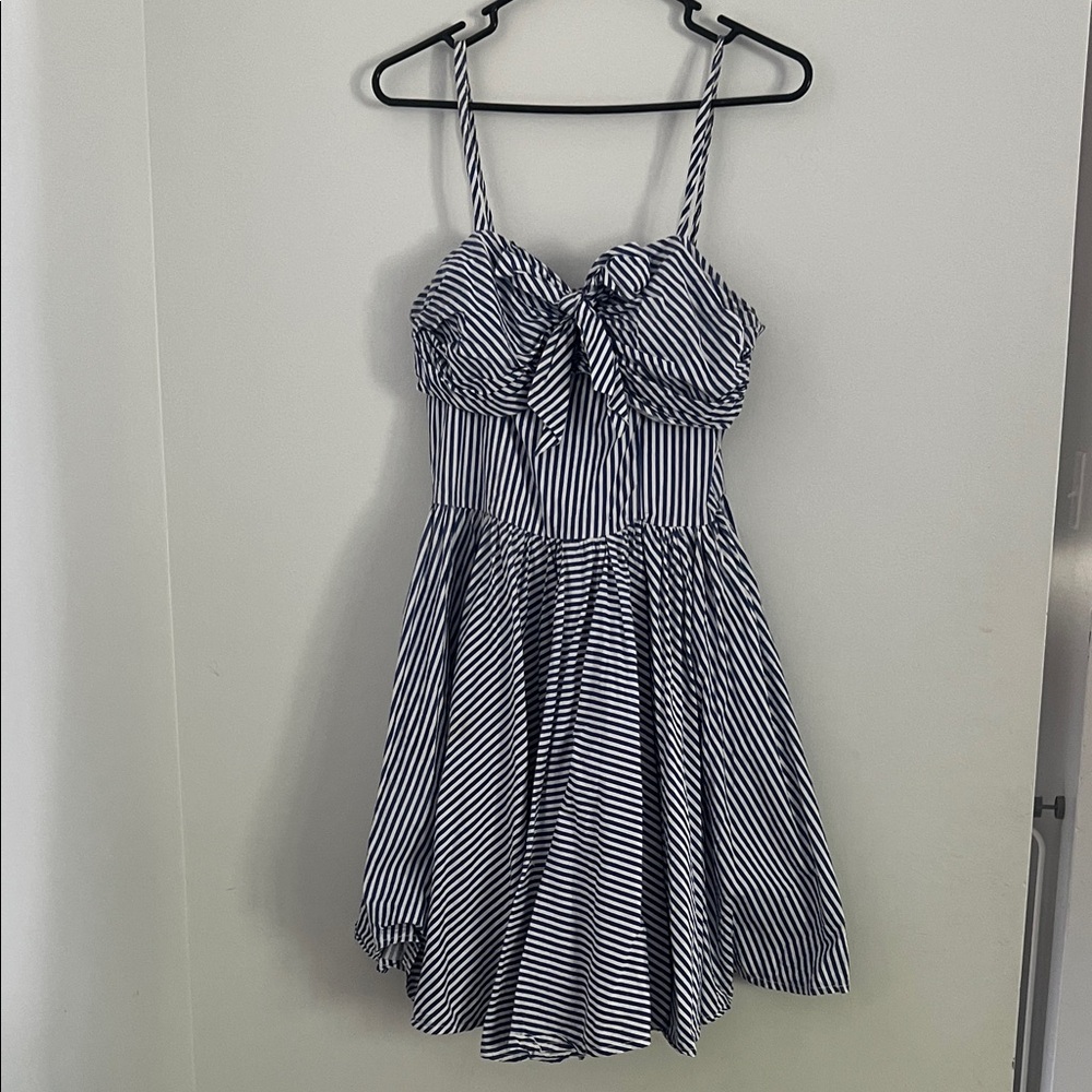 Unique Vintage Navy and White Striped Dress